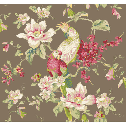 York Wallcoverings Ashford House Blooms Tropical Birds With Magnolias