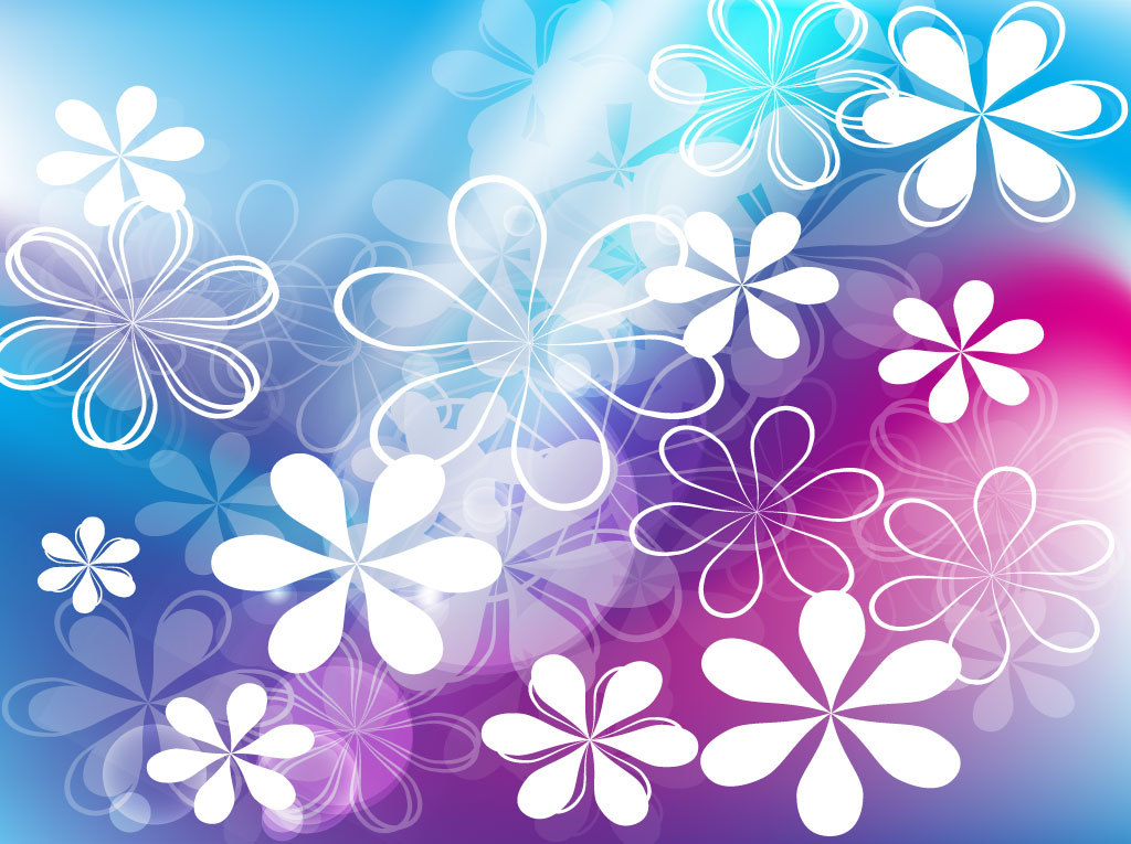 Cute Purple Flowers Background Vector Background