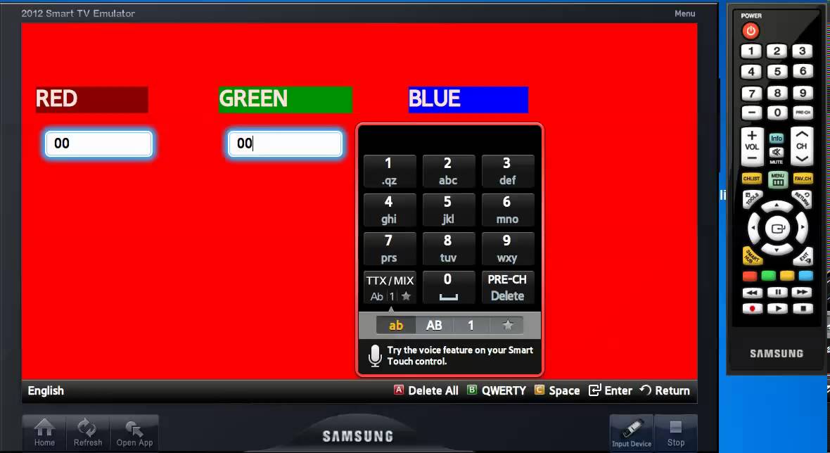 Change color background on Samsung Smart TV SDK RGB