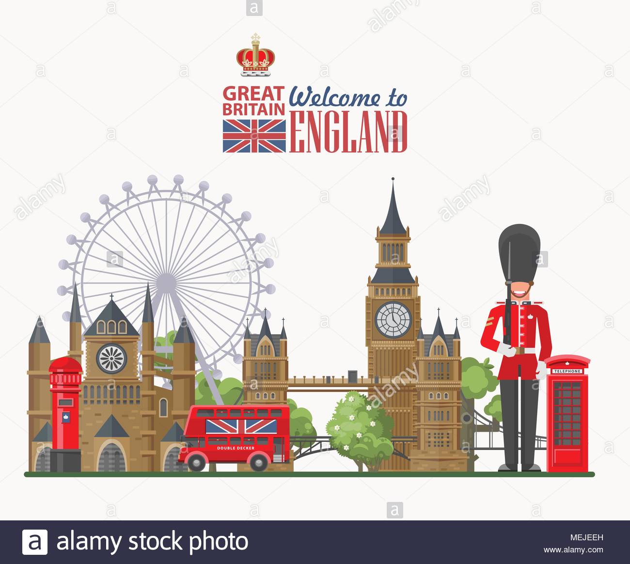 England Travel Vector Illustration Vacation In United Kingdom