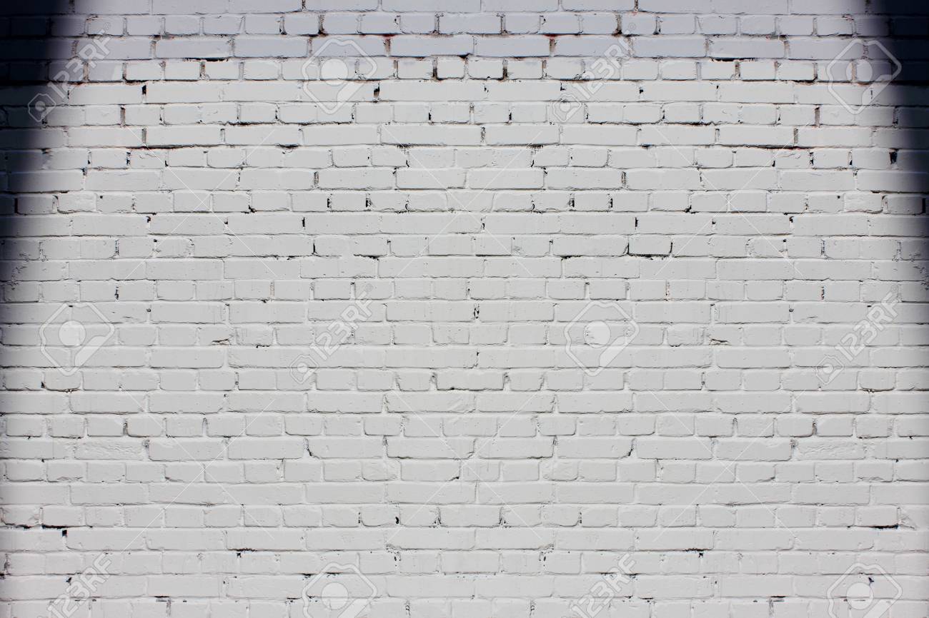 White Brick Wall Pattern And Small Black Curtains Drawn Background