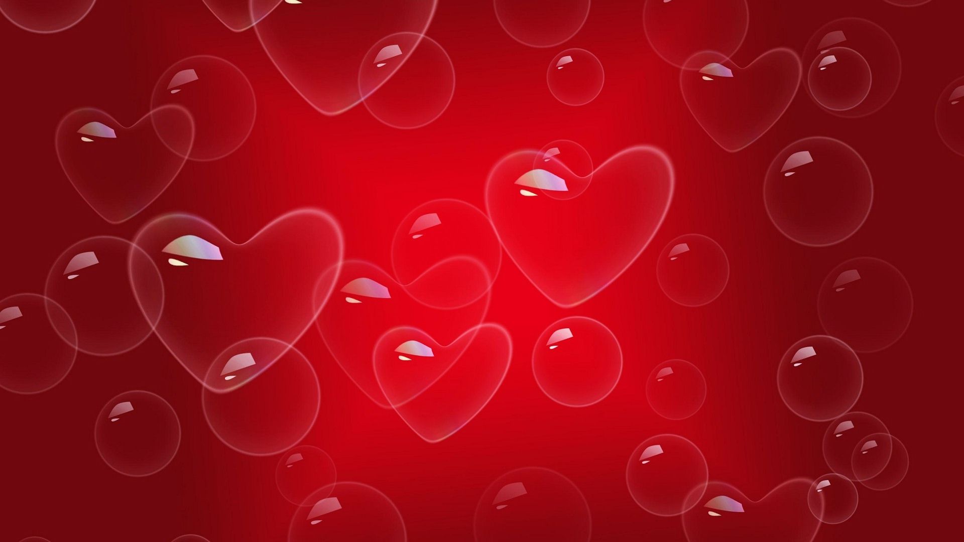 Love Heart Bubbles Red Background Wallpaper