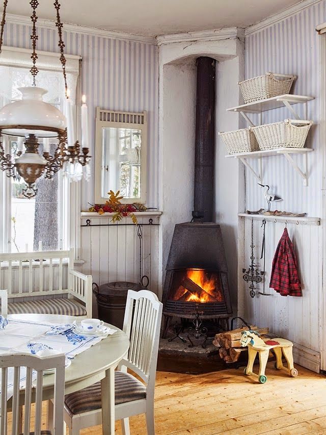 Corner Stoves Place Outside Fireplaces Dining Rooms Cozy