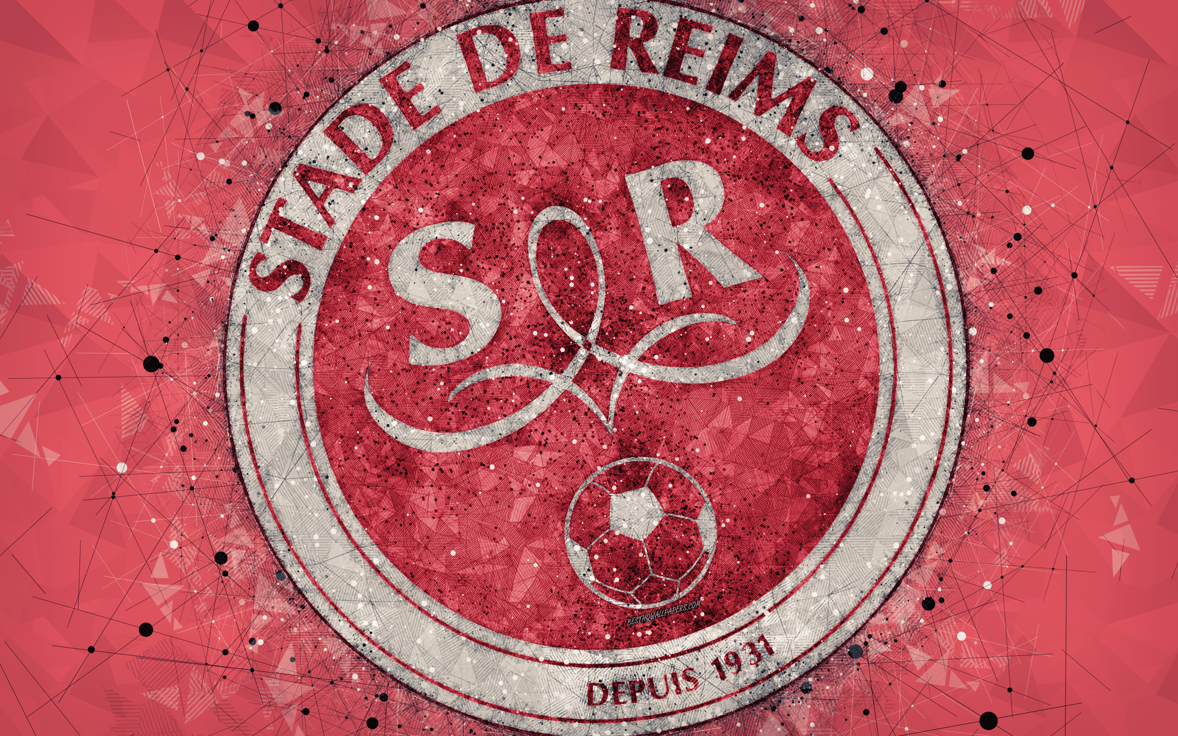 Wallpaper Stade De Reims 4k Logo Geometric Art