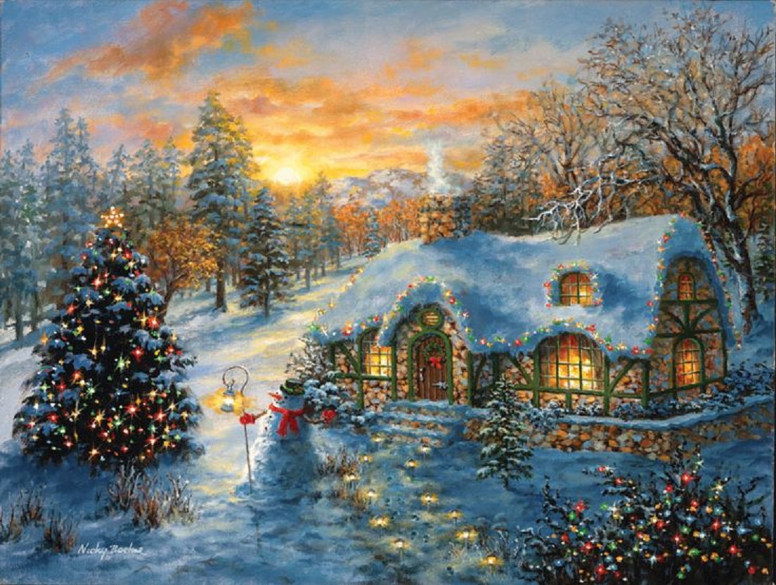 Christmas Cottage Wallpaper Ii