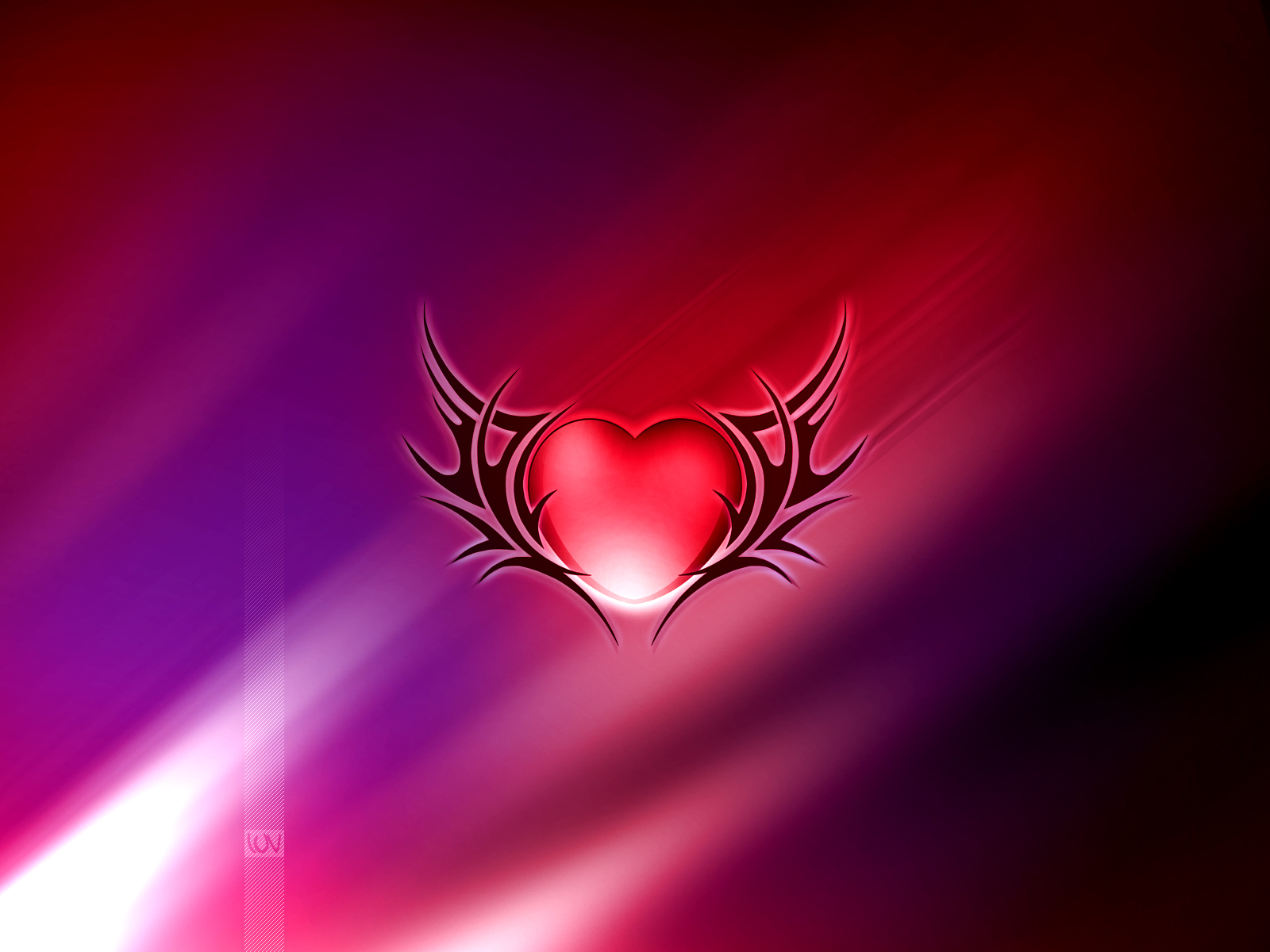 Red Heart With Black Wings Full 1080p Ultra HD Wallpaper