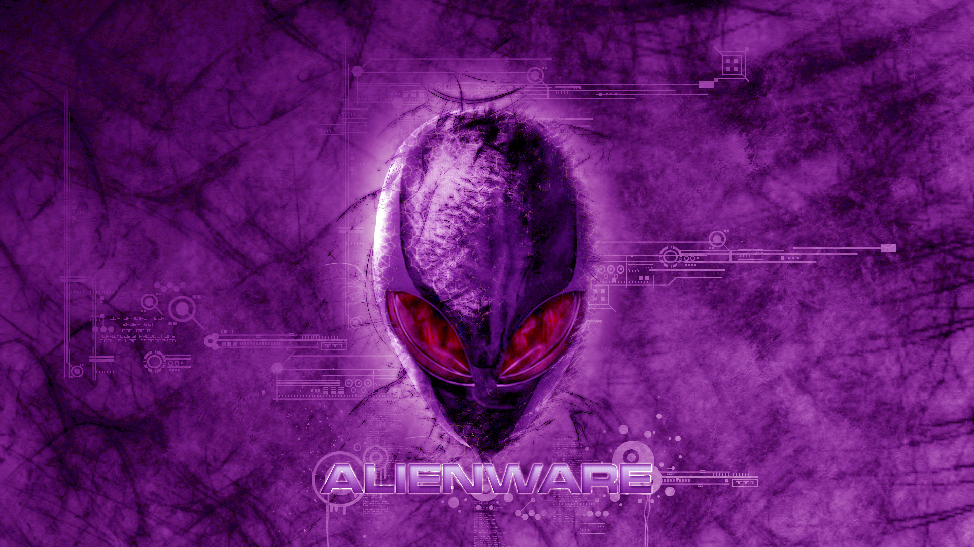 Alienware Dark Violet Red Eyes Logo HD 1080p Wallpaper