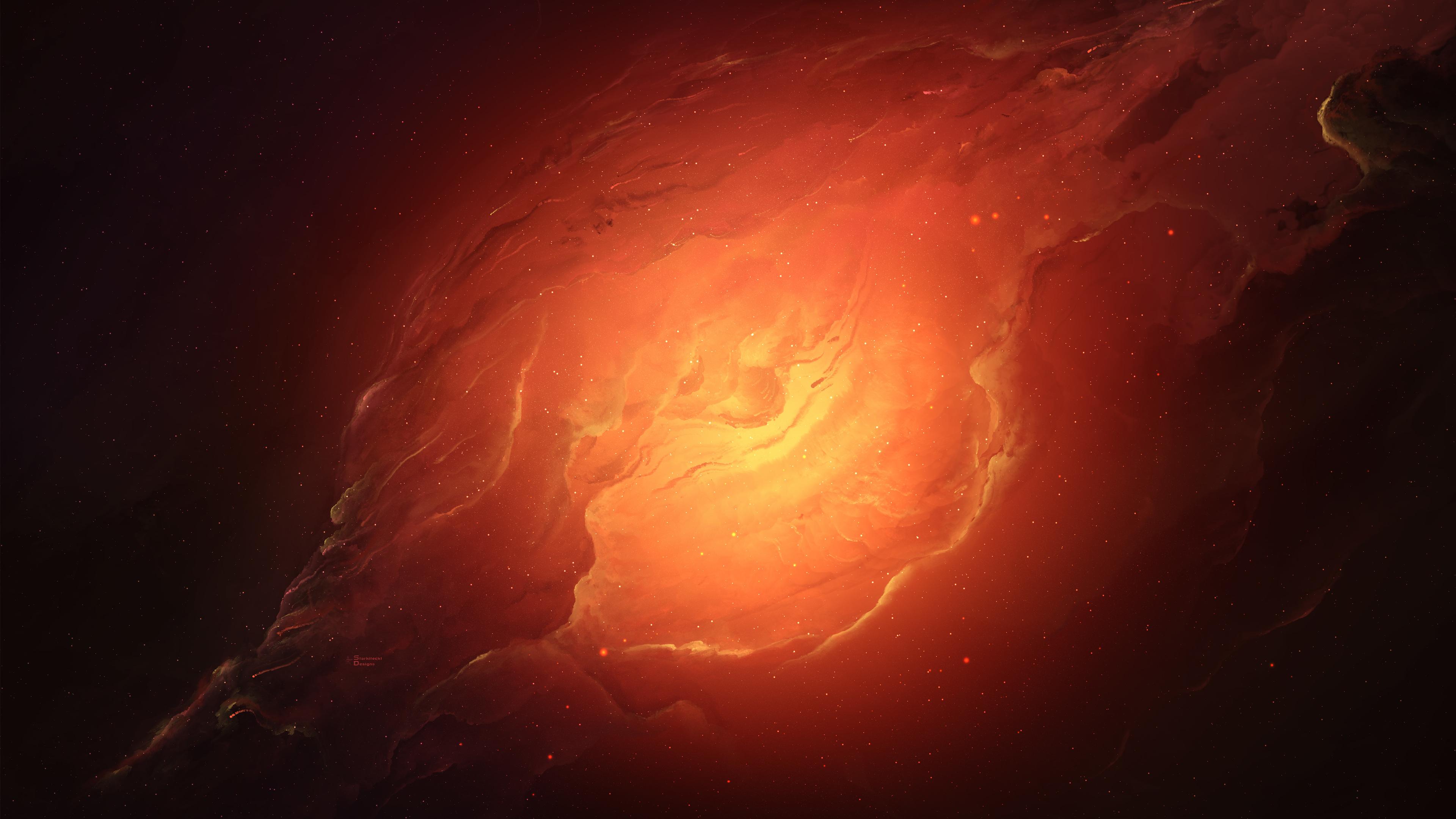 Wallpaper 4k Scifi Nebula Orange Space 5k