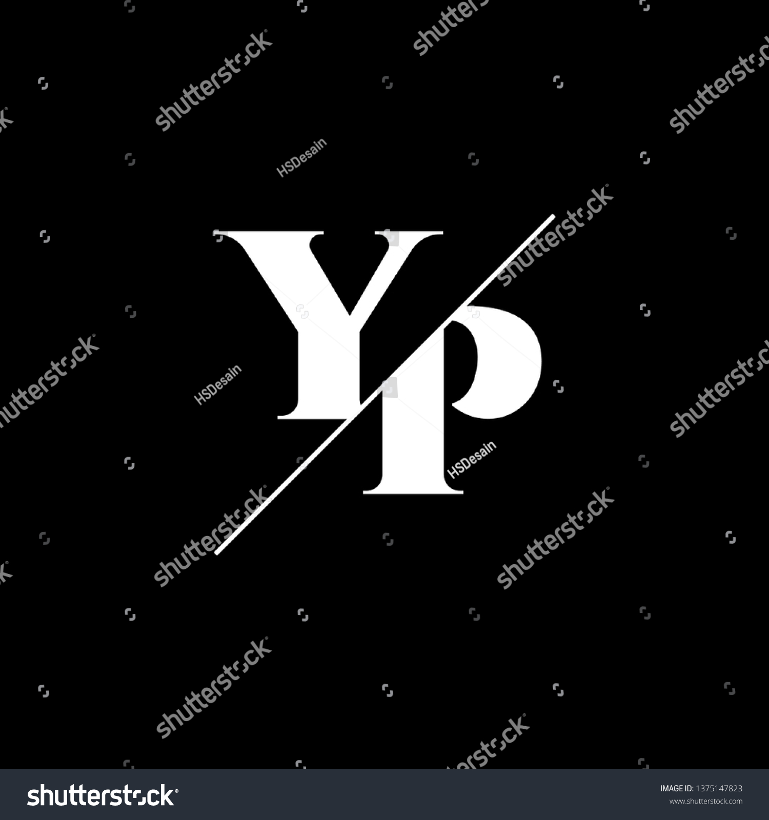 Initial Letter Yp Monogram Sliced Logo Stock Vector Royalty
