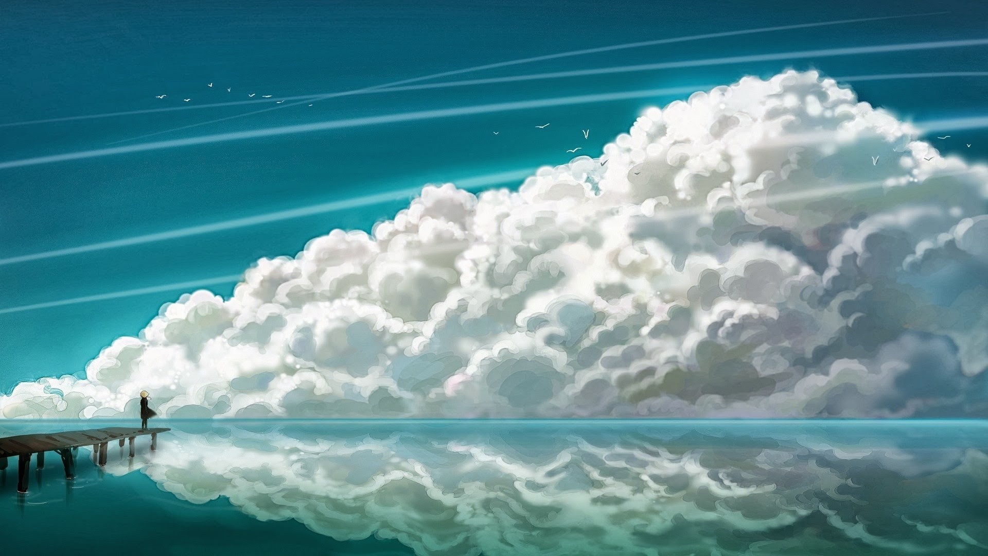 Clouds Cartoon Lake Water Wallpaper No Wallhaven Cc