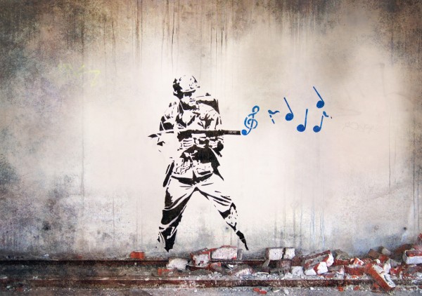 Banksy Musical Soldier Wall Mural Wallpaper