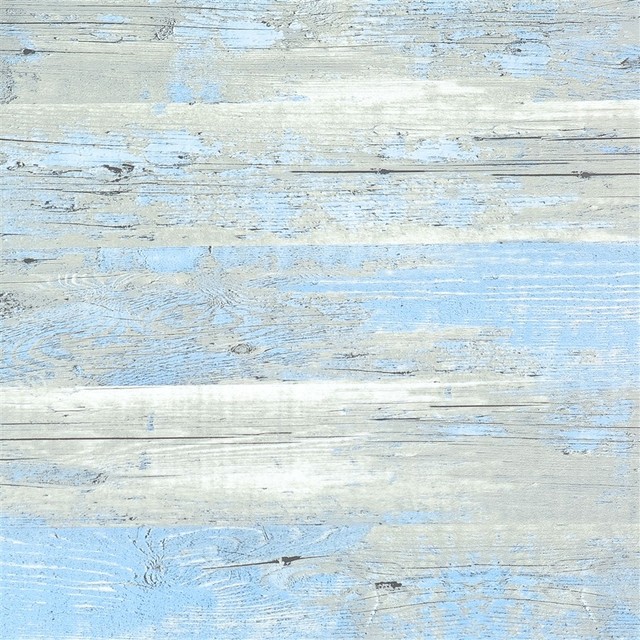 Brushed Wood Wallpaper Blue Grey Double Roll Beach Style