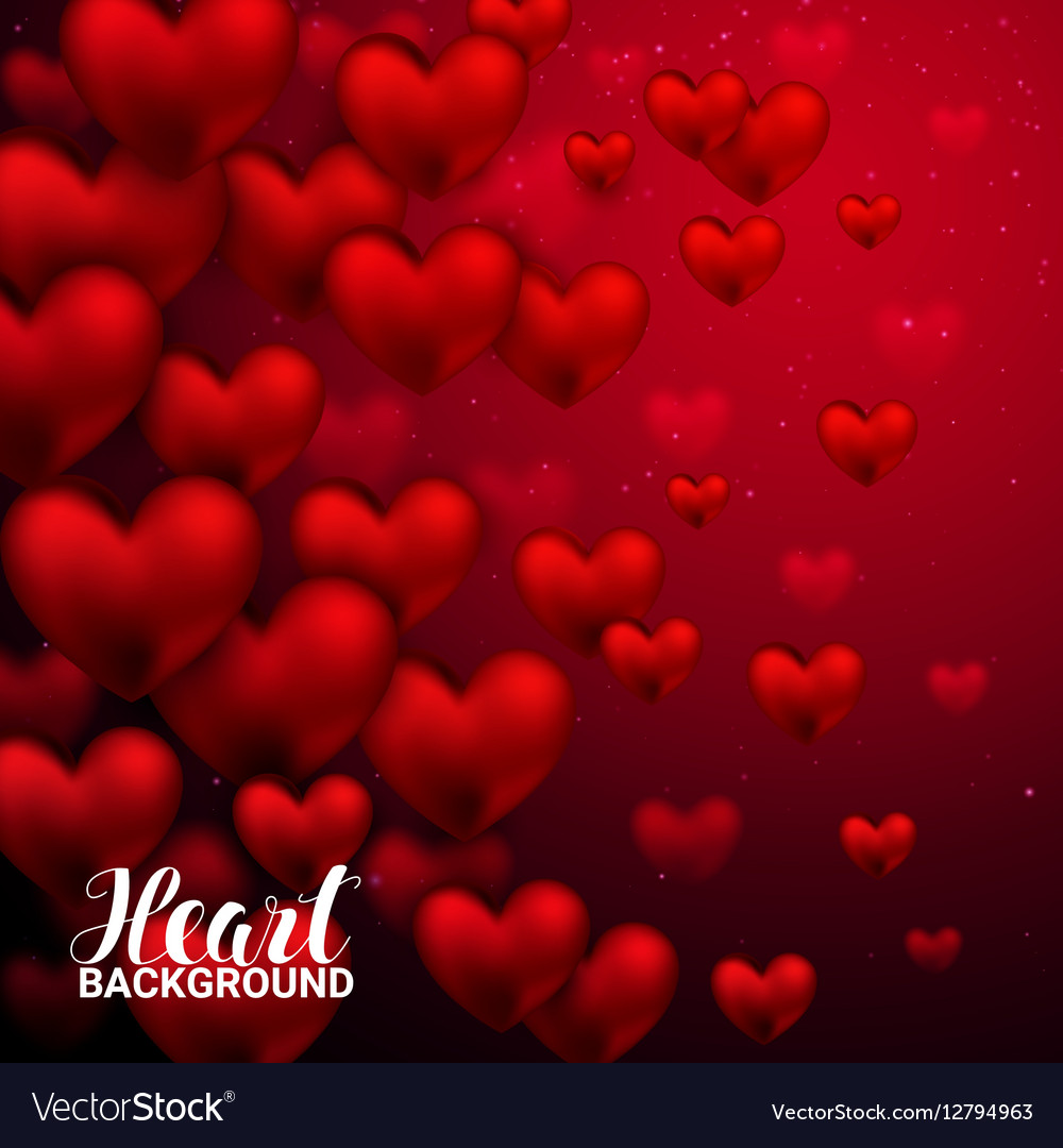 Love Romantic 3d Realistic Red Hearts Background Vector Image