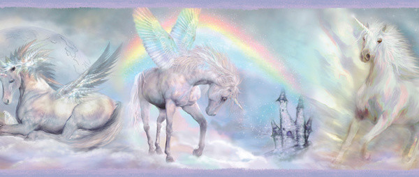 Farewell Blue Unicorn Dreams Wallpaper Border Eclectic