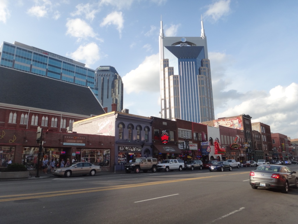 Broadway Nashville With The Familiar At T Building In Background