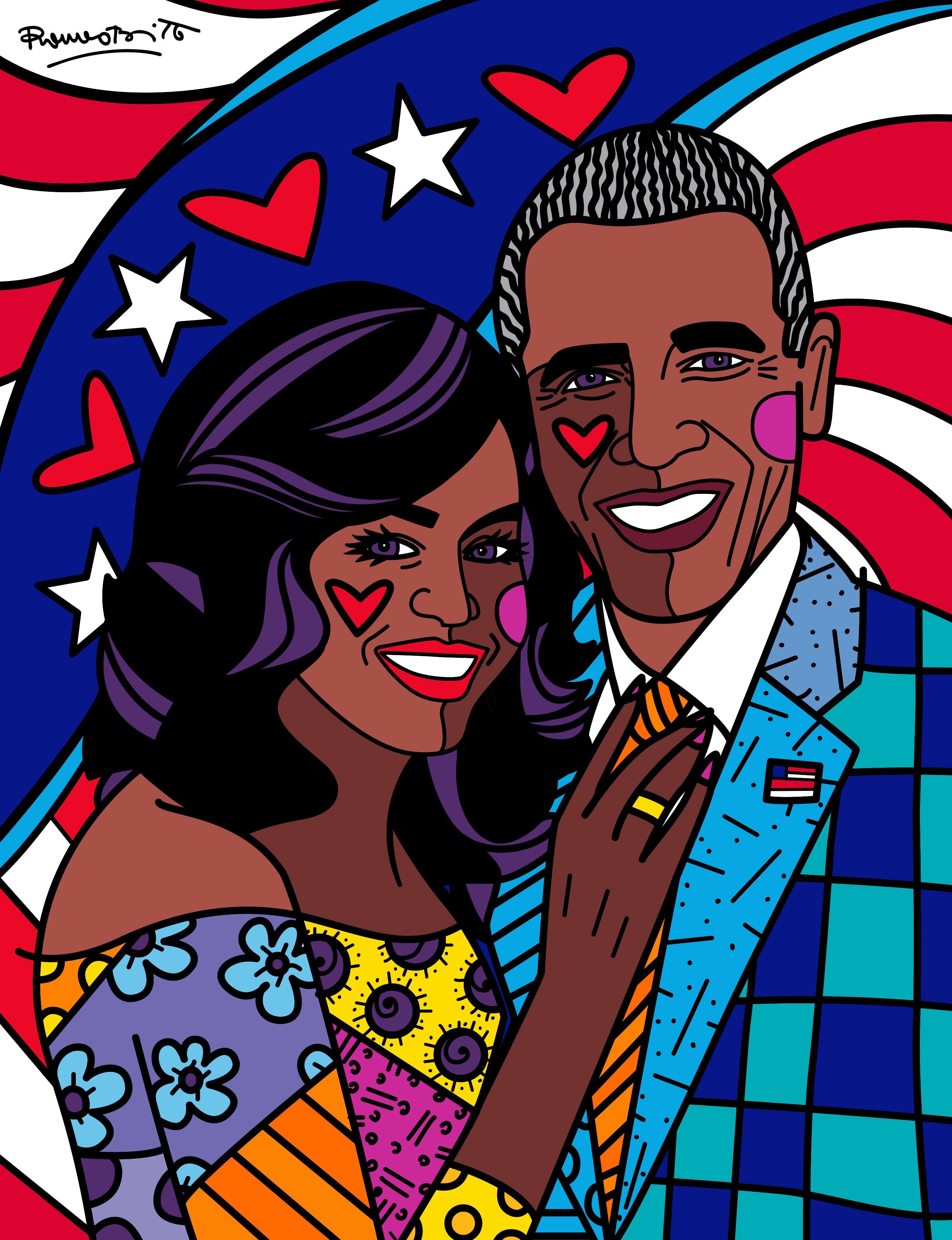 Michelle And Barack Obama By Romero Britto Pop Art Artists