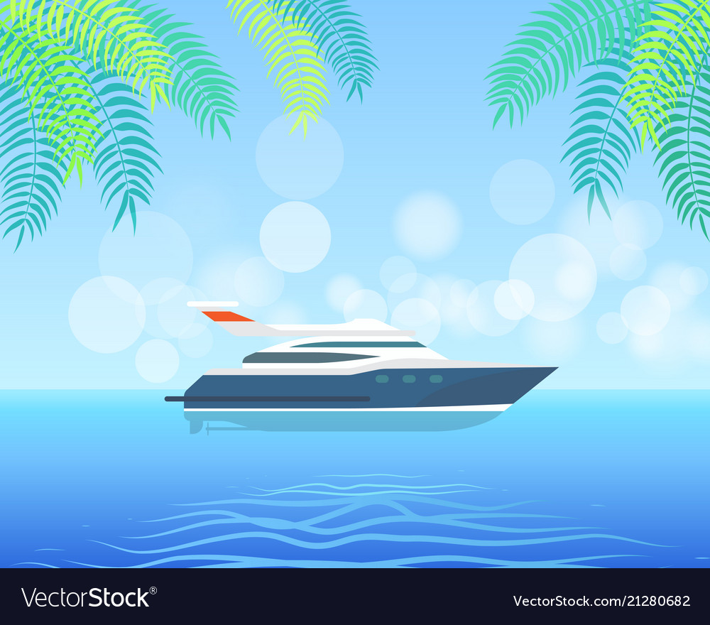Modern Yacht Sailing In Sea Or Ocean On Background