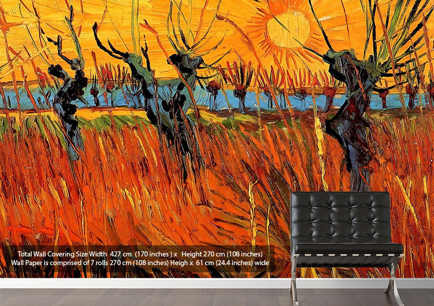 Art Classic Willows At Sunset By Van Gogh Wallpaper Murals