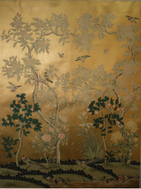 Sy G Handpainted Chinese Scenic Wallpaper On An 18th Century Style