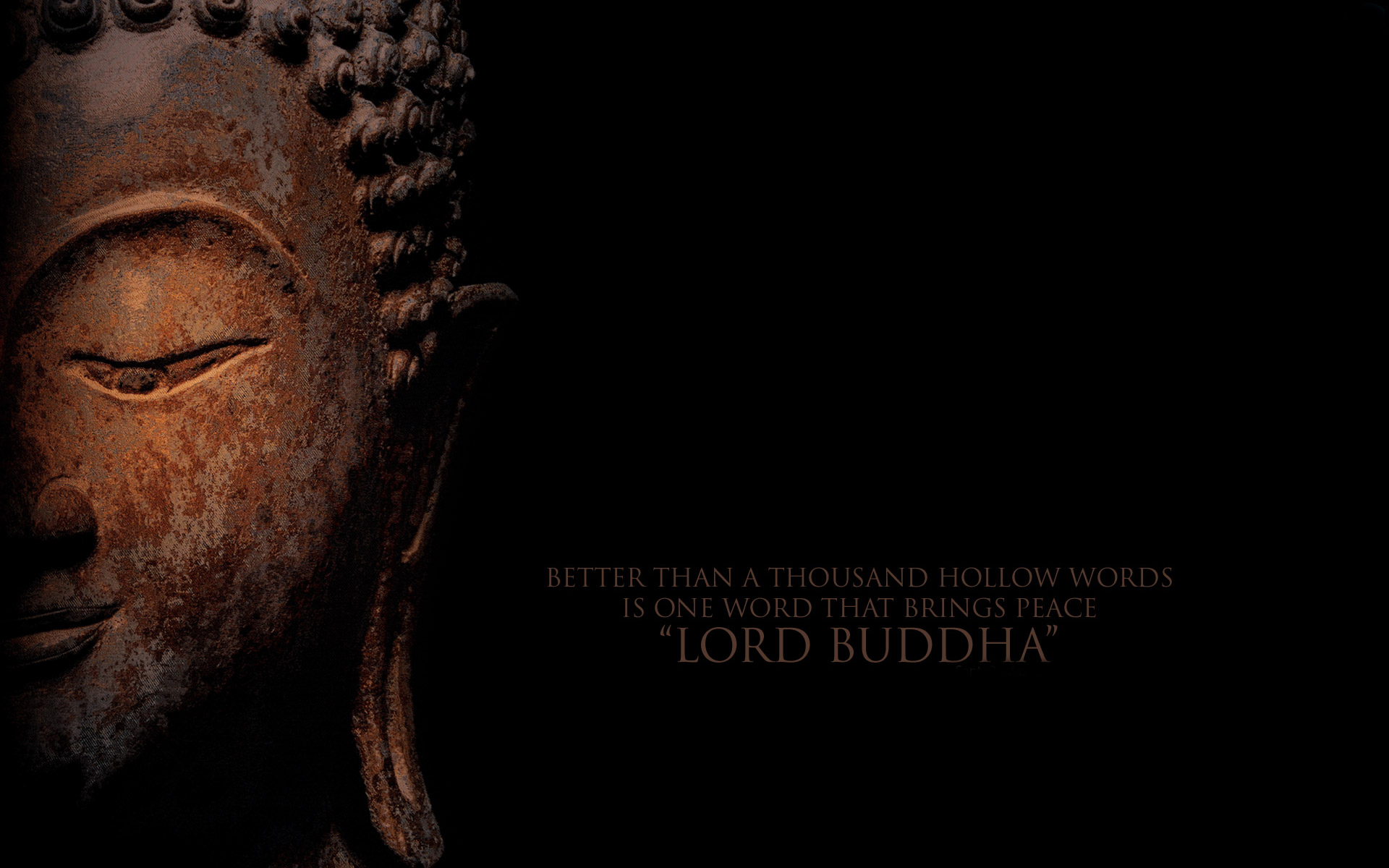 WALLPAPER WITH POSITIVE QUOTE BY LORD BUDDHA ONE WORD THAT BRINGS