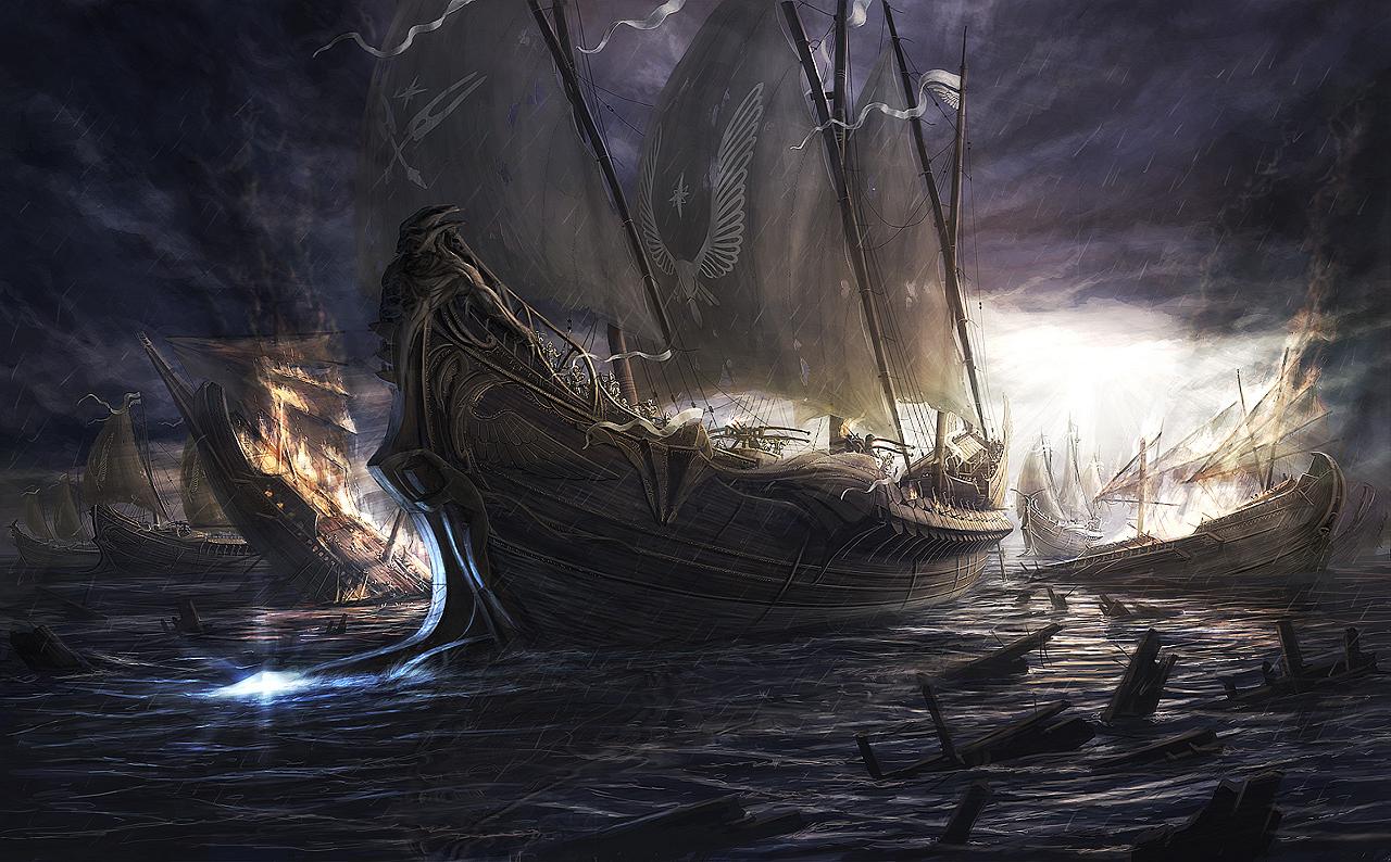 viking ships battle HD Wallpaper   Art Fantasy 151657