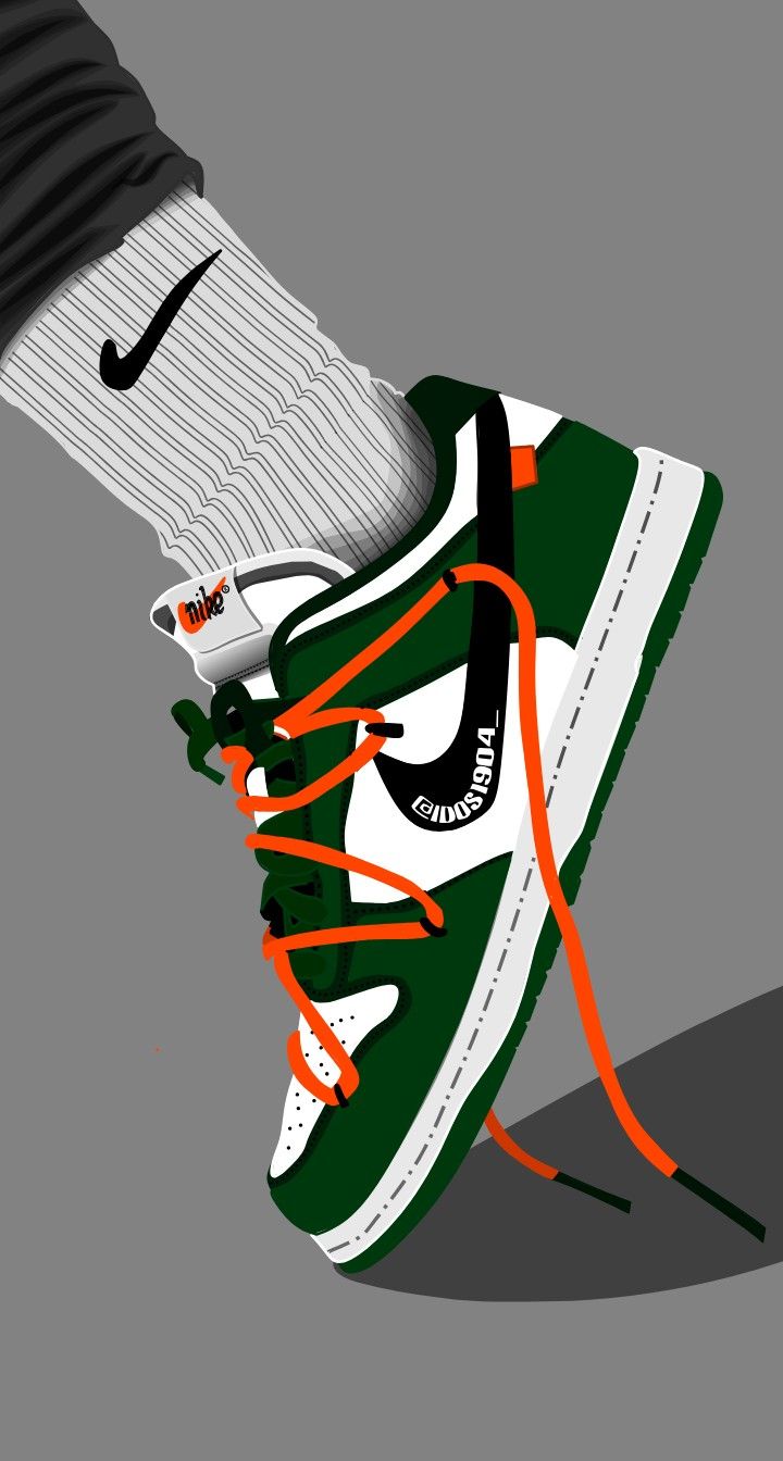 Nike Sb Off White Dunk Low Pine Green Sneakers Wallpaper
