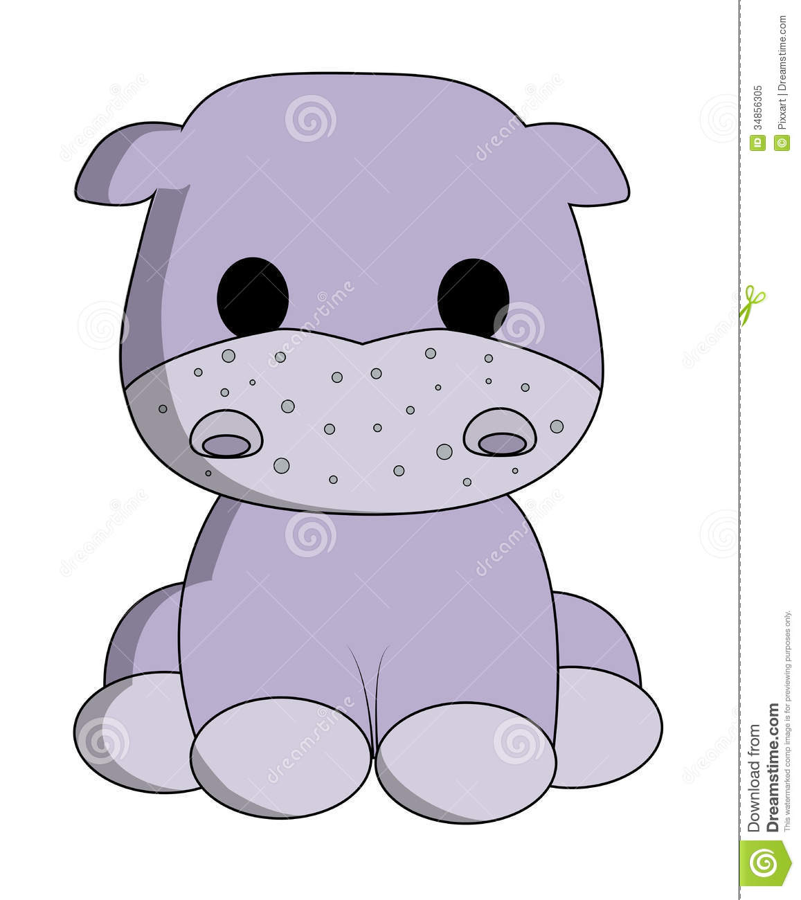Cute Hippo Clipart Cartoon Isolated