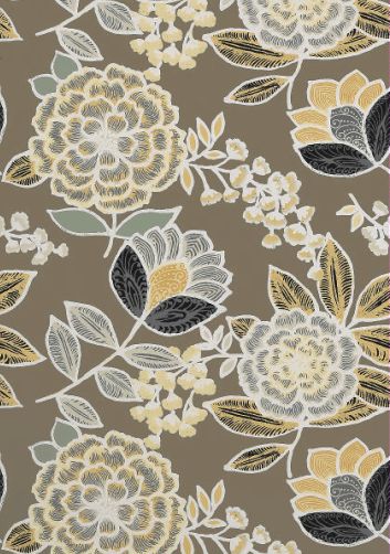 Sulu Wallpaper And Coordinating Fabric In Charcoal From The