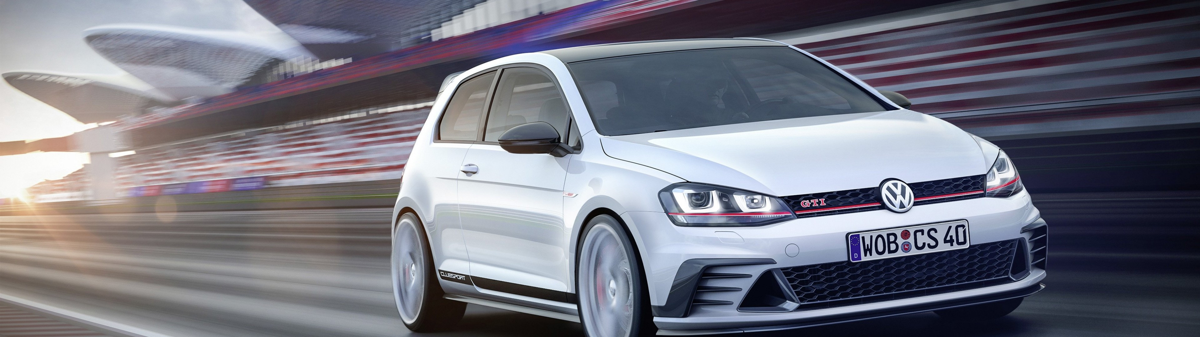 Download 3840x1080 Volkswagen Golf Gti White Road Cars Wallpapers 3840x1080