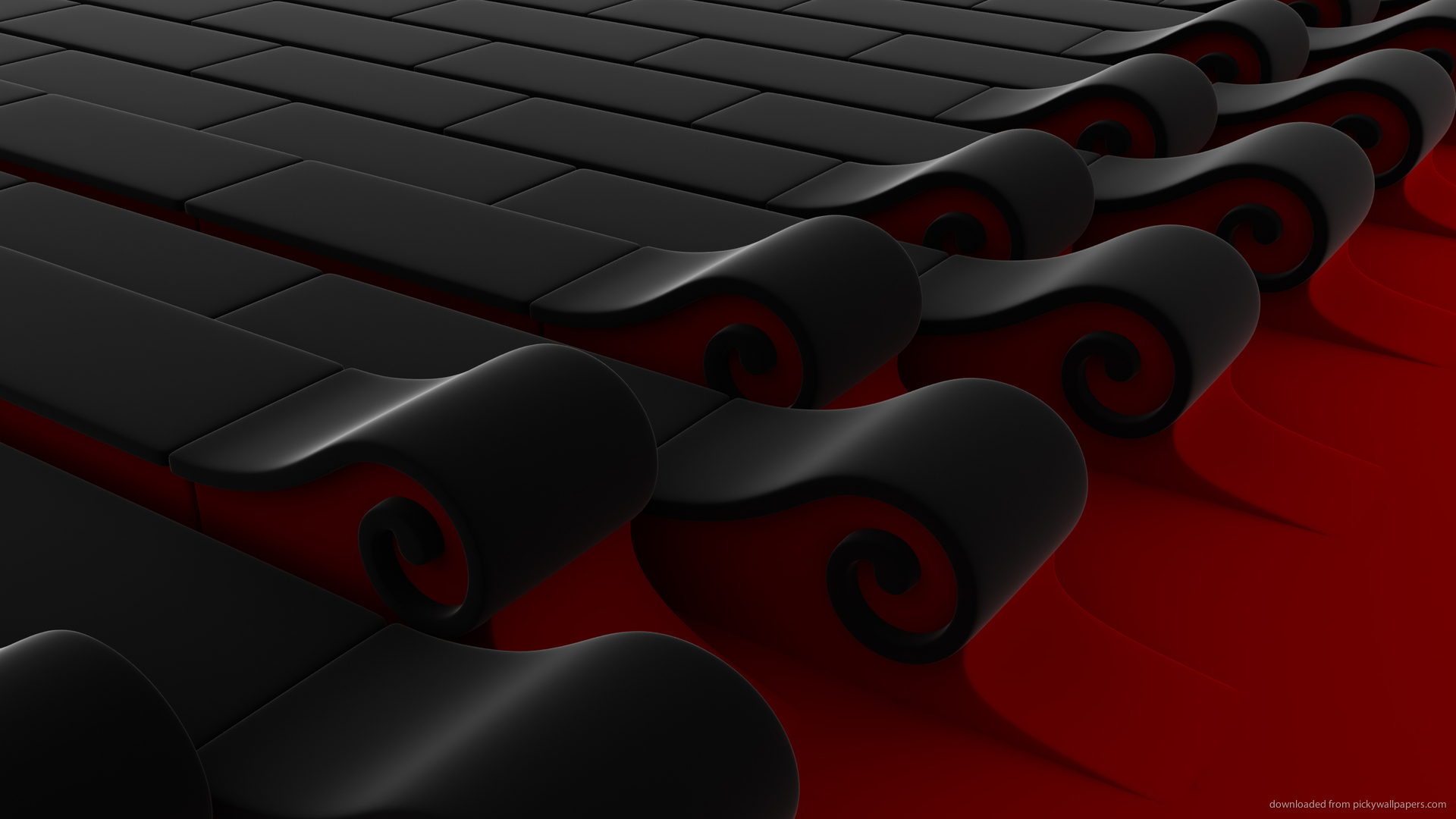 Download 1920x1080 Black And Red Waves Render Wallpaper 1920x1080