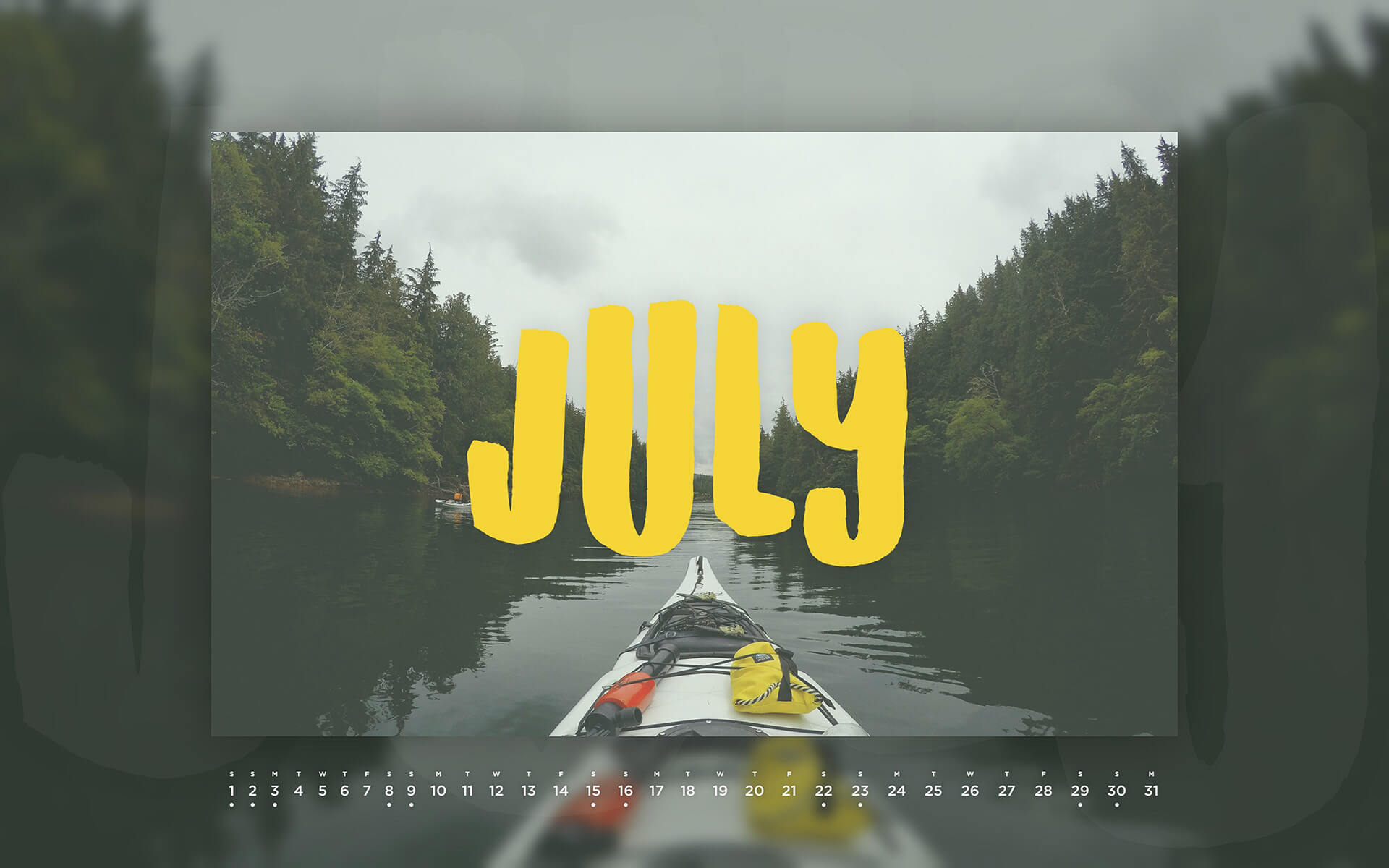 July 2017 Desktop Calendar Wallpaper Paper Leaf 1920x1200