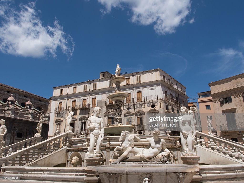 The Pretoria Fountain Or Square Of Shame In Palermo Stock