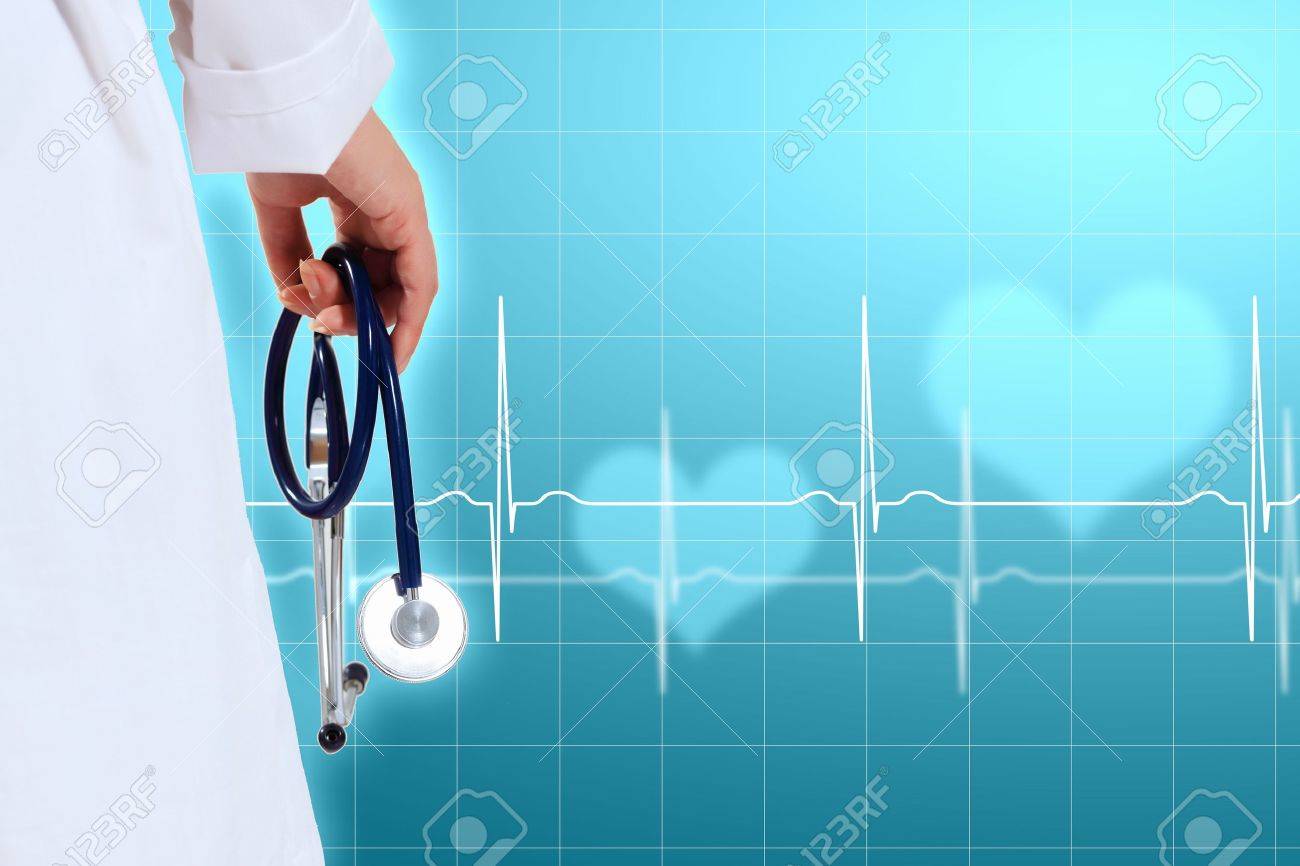 Illustration With Medical Background Having Heart Beat Doctor