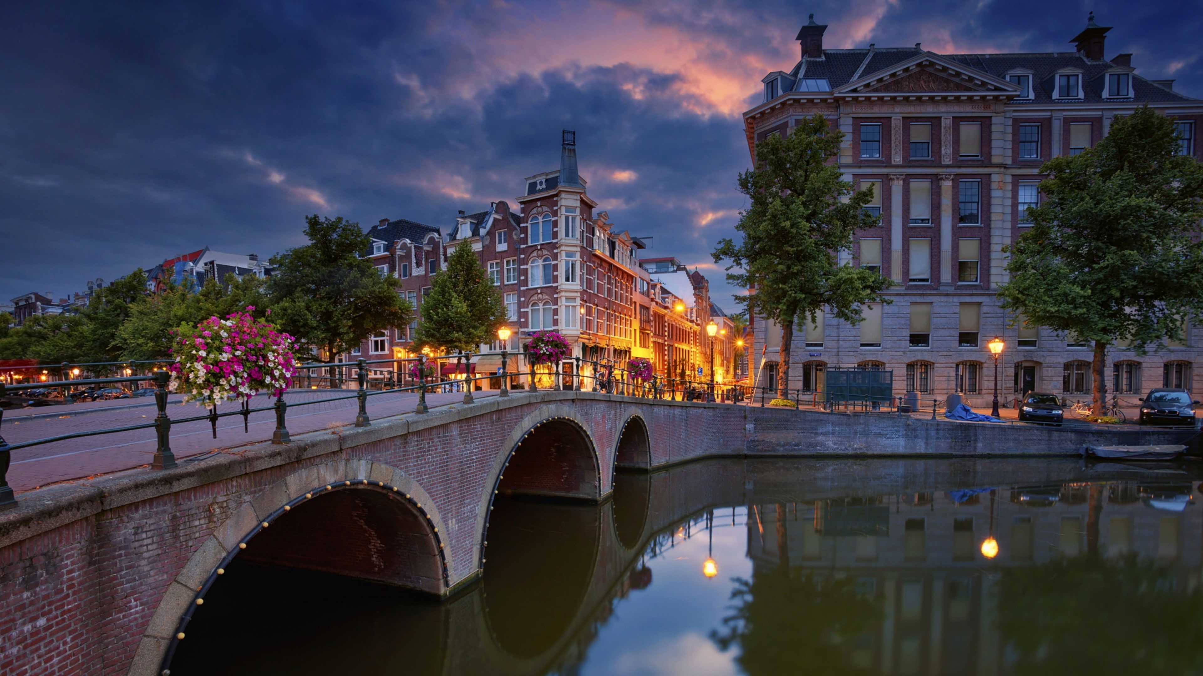Herlands Canal Amsterdam Europe Water Dusk City