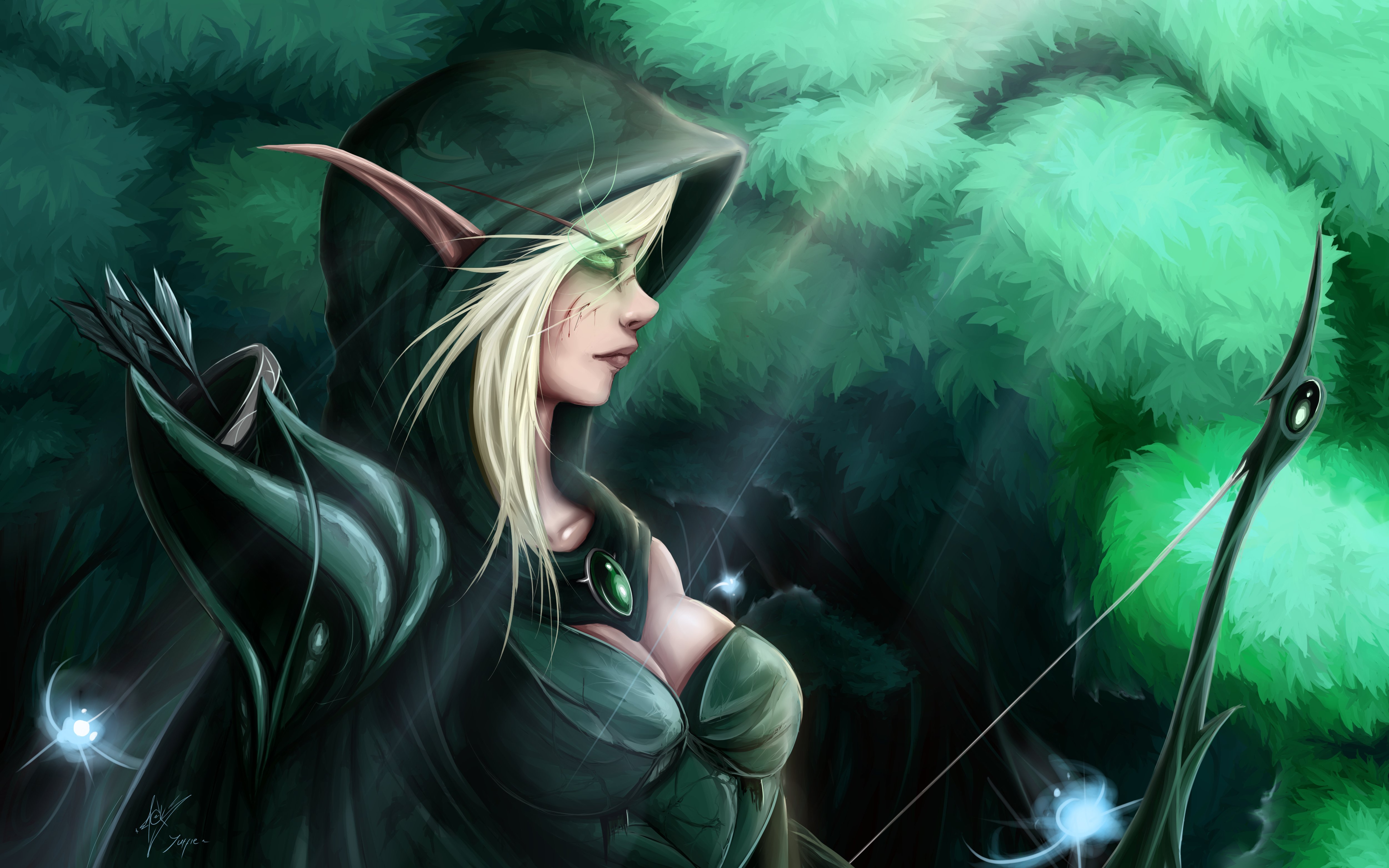 Wow Elves Archer Hood Headgear Games Girls Fantasy Elf Wallpaper