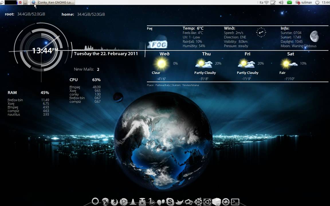 Ubuntu Live Earth Wallpaper Xplafx With Conky For A Pretty And