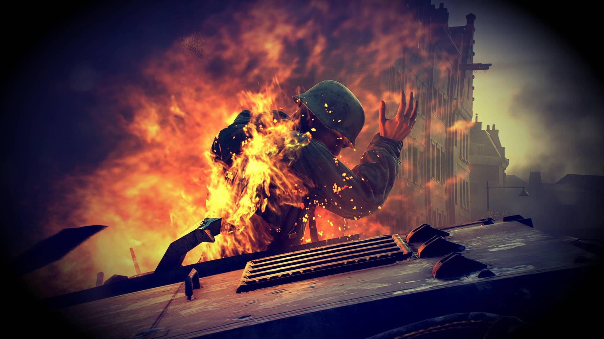 Download Battlefield 4K Soldier In Flames Wallpaper