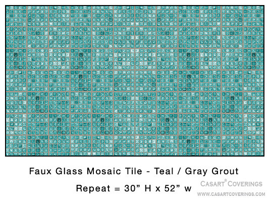 Removable Reusable Teal Faux Glass Mosaic Tile Eclectic Wallpaper