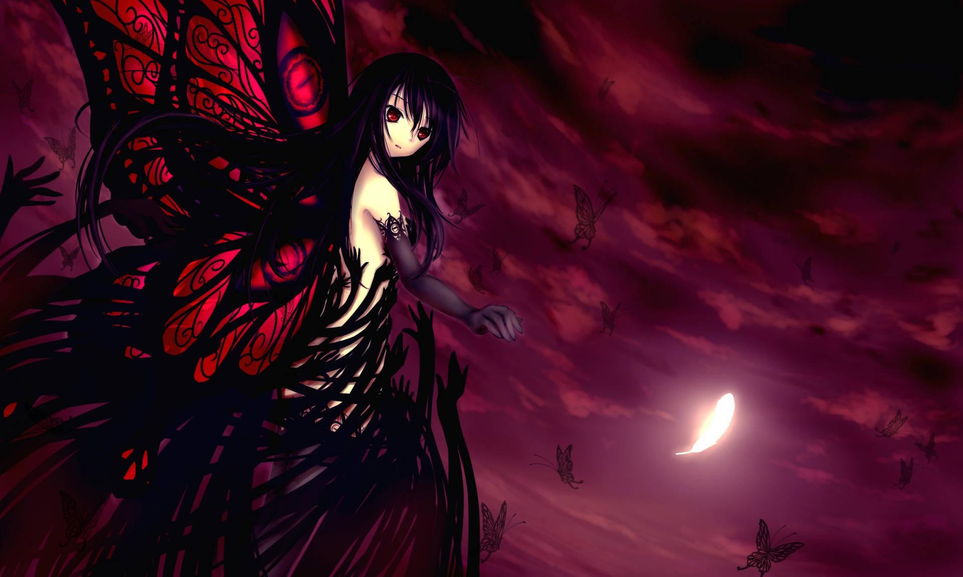 Enchanting Goth Butterfly Anime Girl Wallpaper