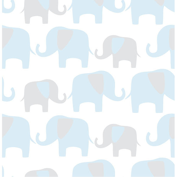 Blue Elephant Parade Peel And Stick Wallpaper By Nuwallpaper
