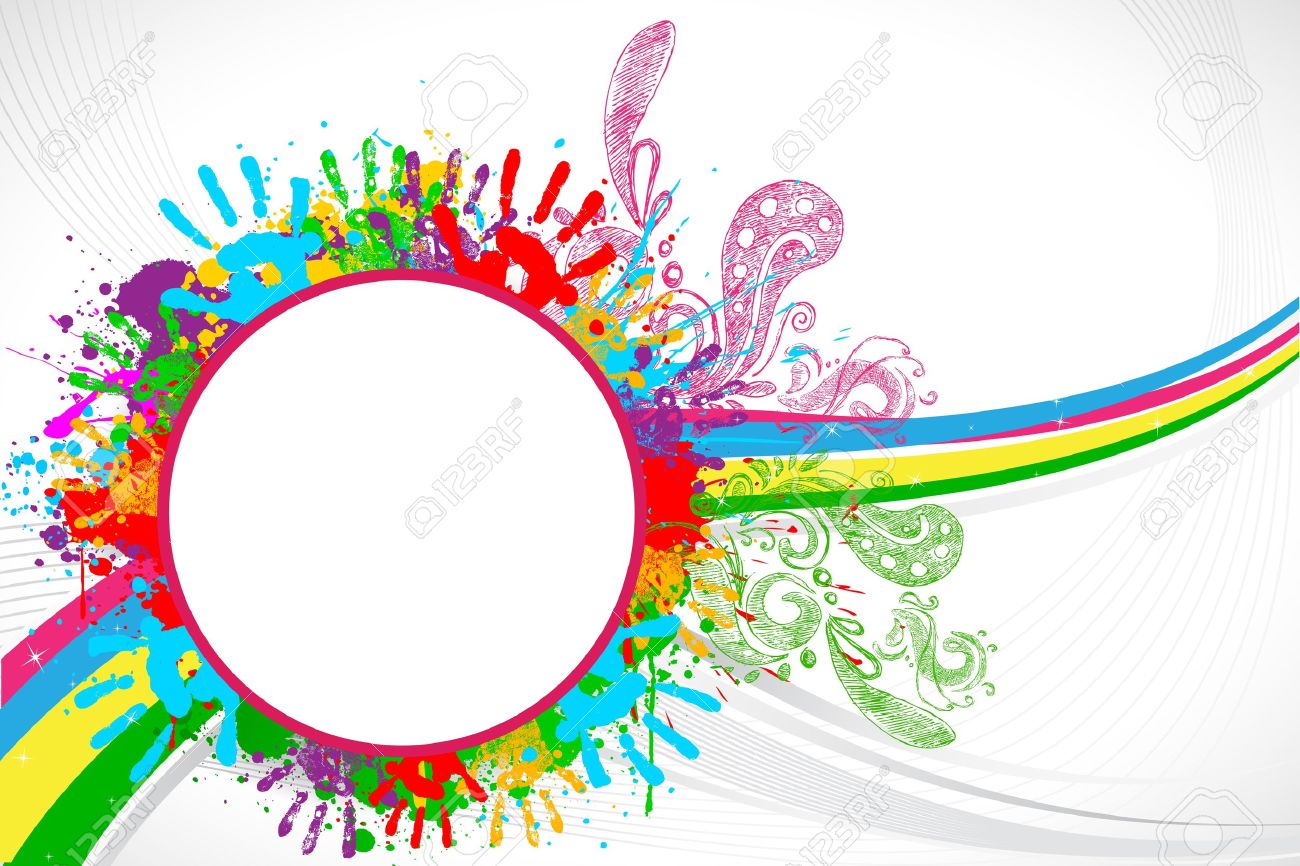 Illustration Of Holi Background With Hand Print And Colorful