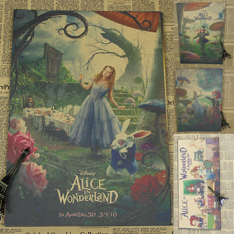 Alice In Wonderland Retro Movie Poster Kraft Paper Decorative Painting