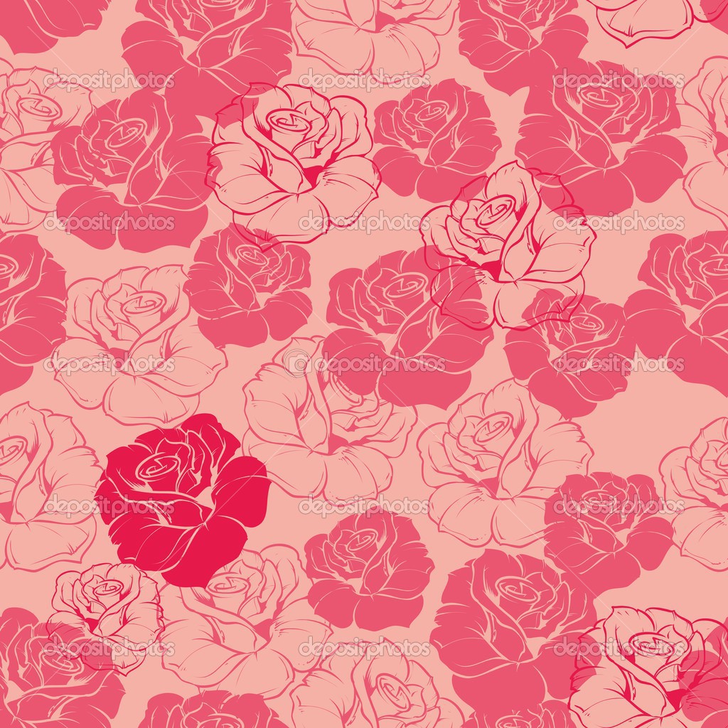 Seamless Vector Pink And Red Floral Pattern Background Or Texture