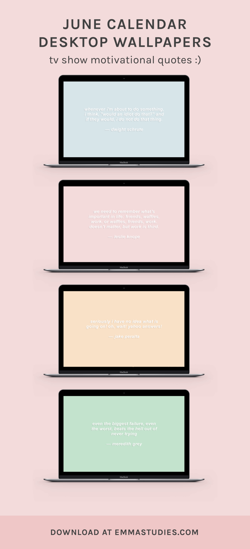 Emma S Studyblr June Pastel Quote Motivational Desktop Wallpaper