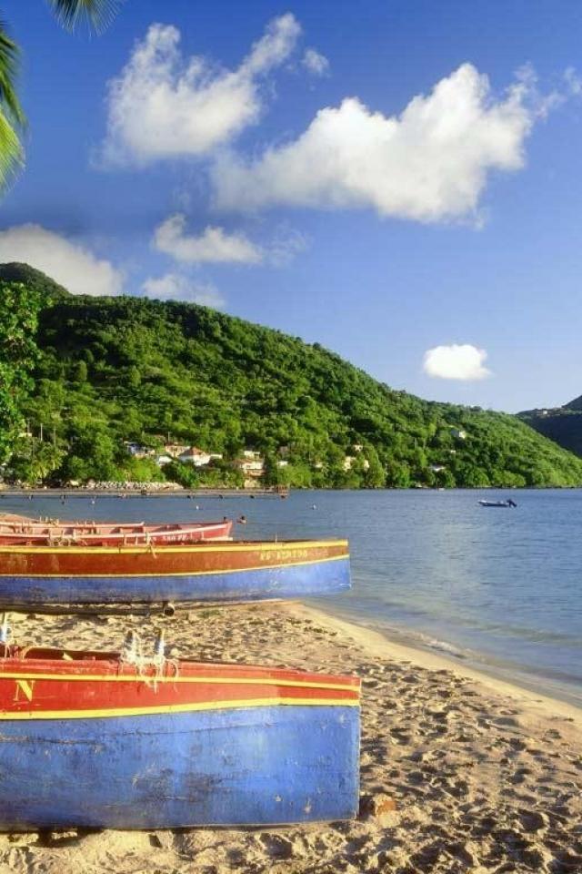 Islands Boats Palm Trees Caribbean Bing Beach Wallpaper