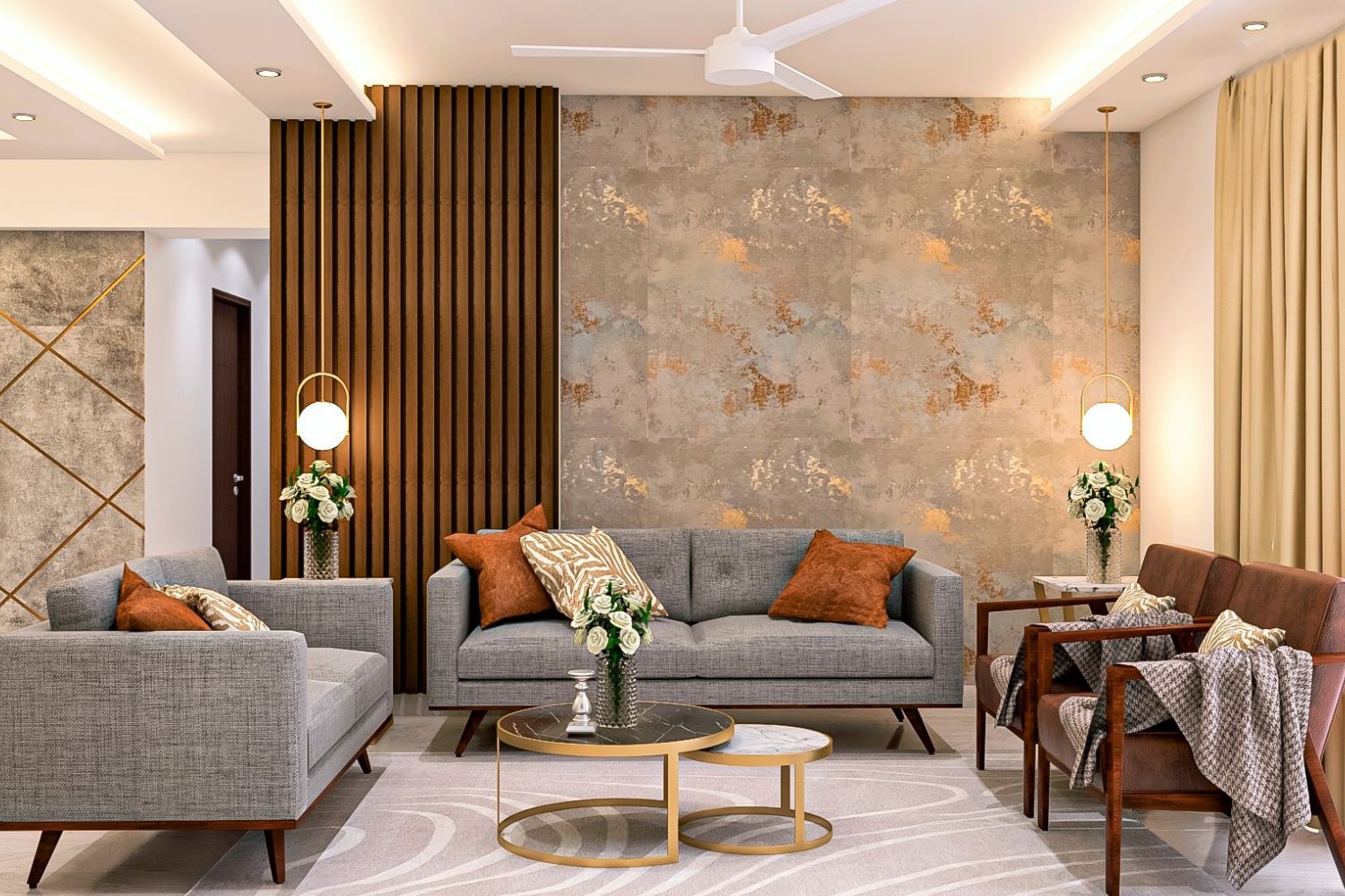 Grey Textured Wallpaper Design For Living Rooms