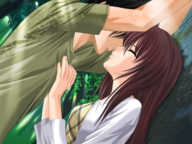 Cute anime couple kissing