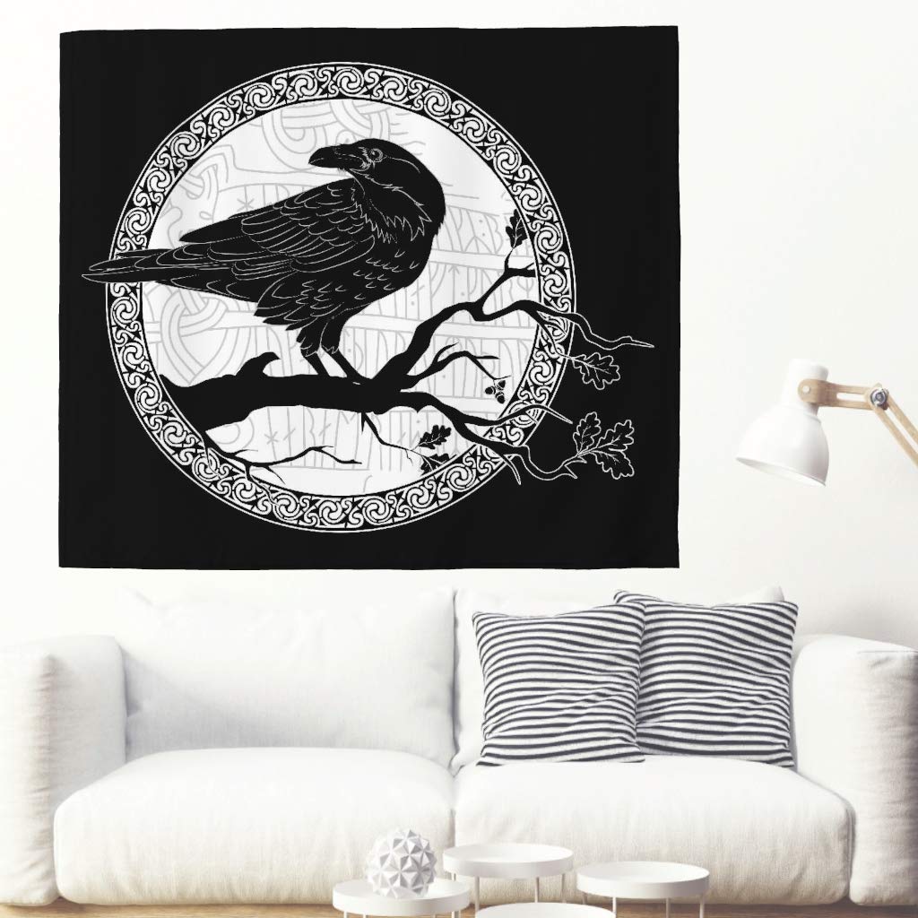 Amazon Black Viking Raven Art Print Tapestry Keltic Crow On