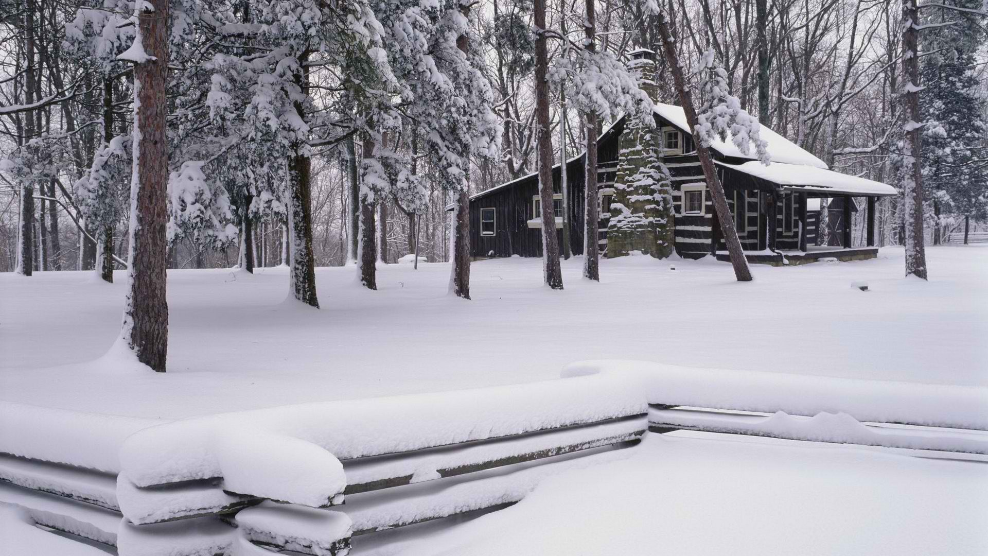 Winter Cabin Desktop Wallpaper HD Background