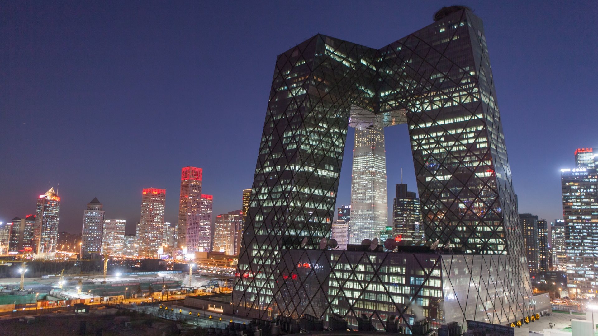 Cctv Building At Night In Beijing China HD Wallpaper